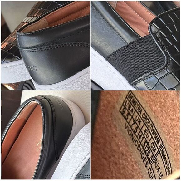 Vionic Demetra Black Croc Embossed Leather Slip On Sneaker Arch Support 9.5 - Picture 12 of 12